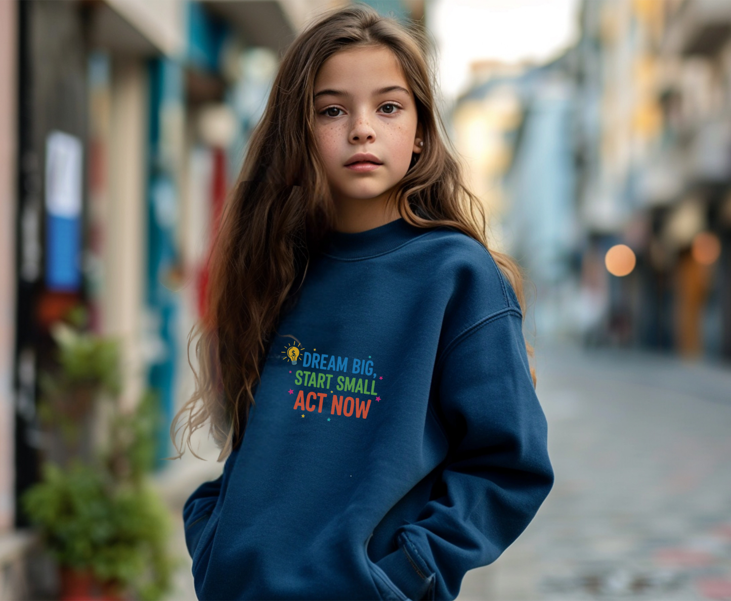 Dream Big, Start Small Sweatshirt - Unisex Eco-Friendly Crewneck, Inspirational Apparel for Motivation, Gift for Dreamers