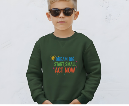 Dream Big, Start Small Sweatshirt - Unisex Eco-Friendly Crewneck, Inspirational Apparel for Motivation, Gift for Dreamers