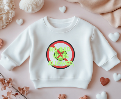 Eco-Friendly Crewneck Sweatshirt - No Bad Vibes Allowed, Relaxed Fit, Casual Wear, Gift for Friends, Vibe Check Fashion