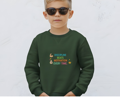 Motivational EcoSmart Sweatshirt - Discipline Beats Motivation Every Time, Unisex Crewneck, Fitness Apparel, Casual Wear, Gift Idea
