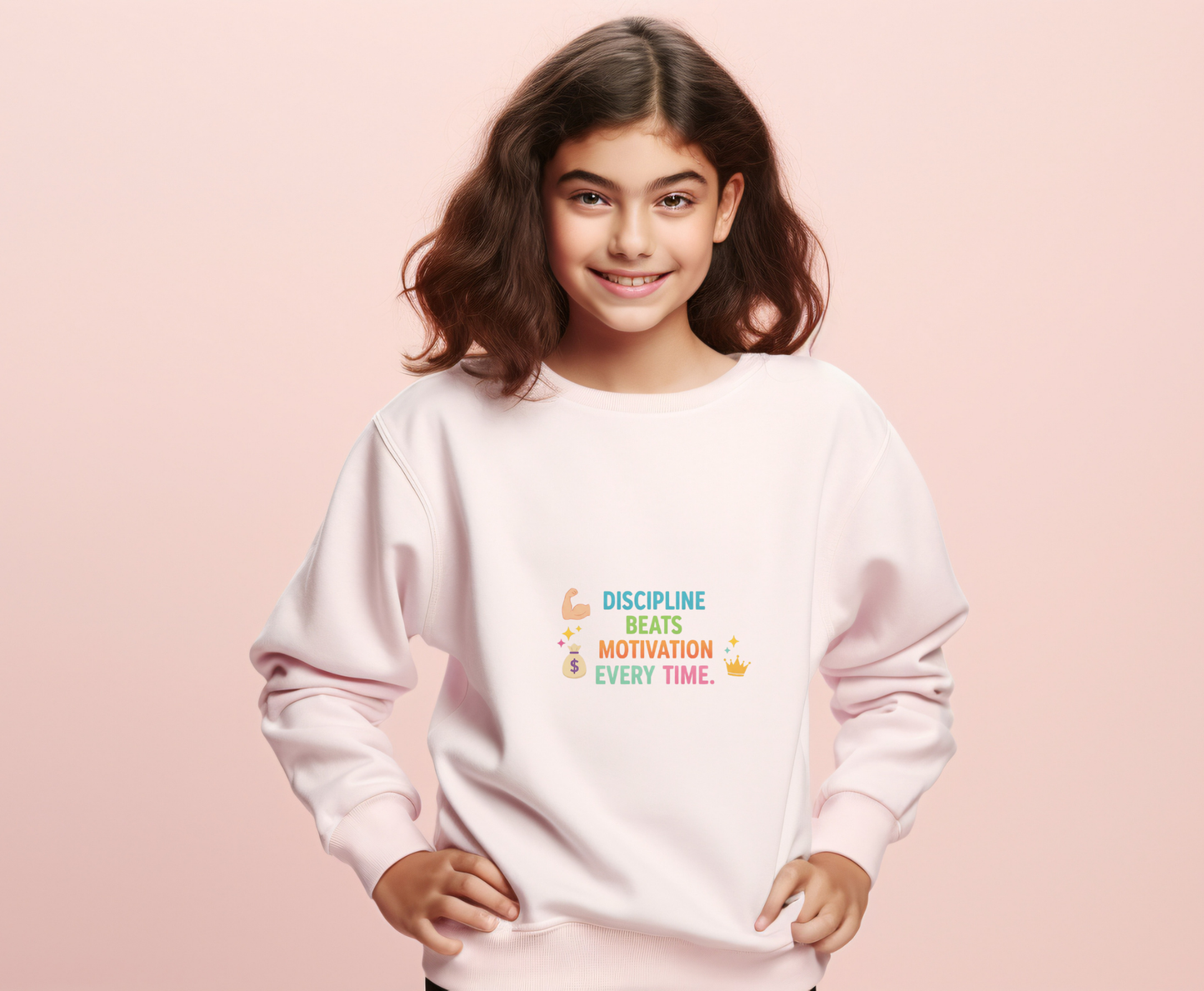 Motivational EcoSmart Sweatshirt - Discipline Beats Motivation Every Time, Unisex Crewneck, Fitness Apparel, Casual Wear, Gift Idea