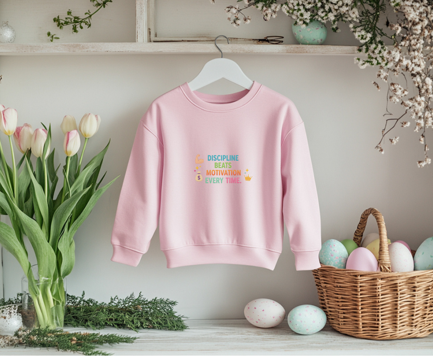 Motivational EcoSmart Sweatshirt - Discipline Beats Motivation Every Time, Unisex Crewneck, Fitness Apparel, Casual Wear, Gift Idea