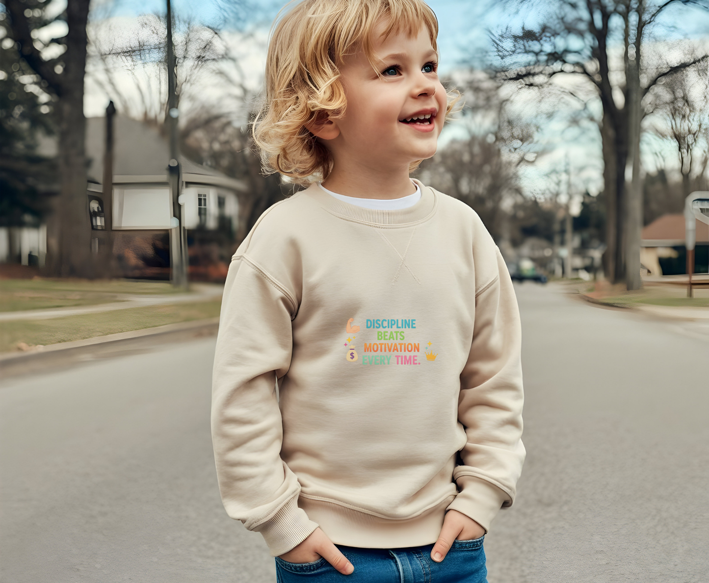 Motivational EcoSmart Sweatshirt - Discipline Beats Motivation Every Time, Unisex Crewneck, Fitness Apparel, Casual Wear, Gift Idea