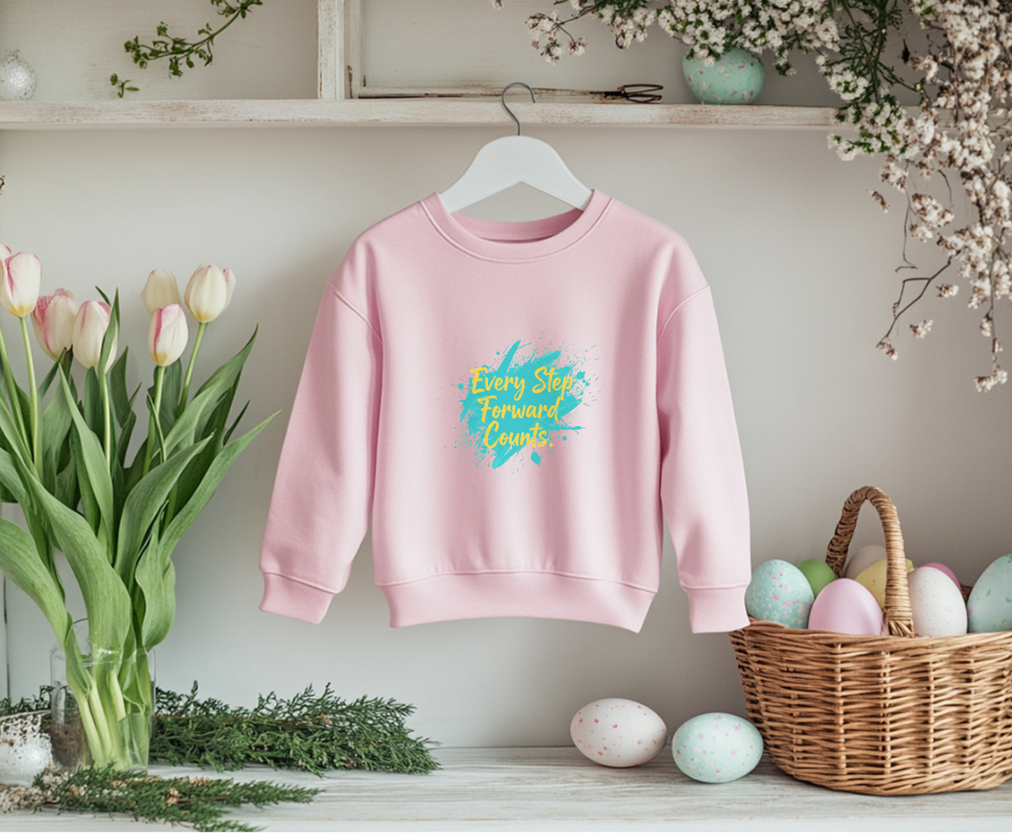 Motivational Crewneck Sweatshirt, Unisex Eco-Friendly Apparel, Every Step Forward Counts, Inspirational Gift, Casual Outfit, [...]