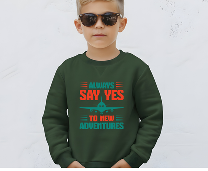 Adventure Enthusiast EcoSmart Crewneck Sweatshirt, Travel Apparel, Gift for Travelers, Casual Fashion, Travel Say Yes Sweatshirt