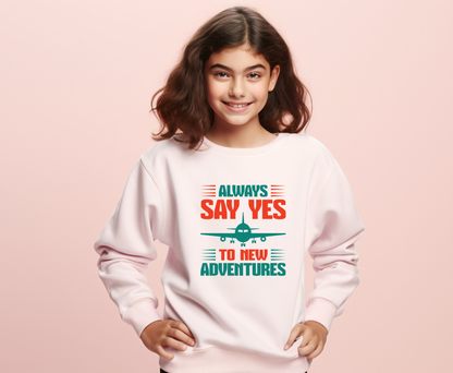 Adventure Enthusiast EcoSmart Crewneck Sweatshirt, Travel Apparel, Gift for Travelers, Casual Fashion, Travel Say Yes Sweatshirt
