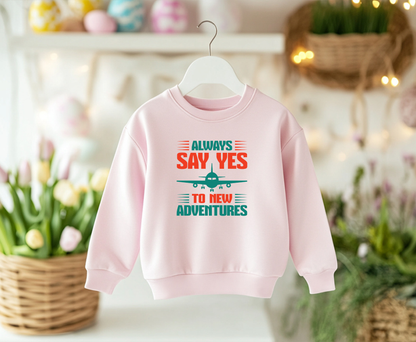 Adventure Enthusiast EcoSmart Crewneck Sweatshirt, Travel Apparel, Gift for Travelers, Casual Fashion, Travel Say Yes Sweatshirt