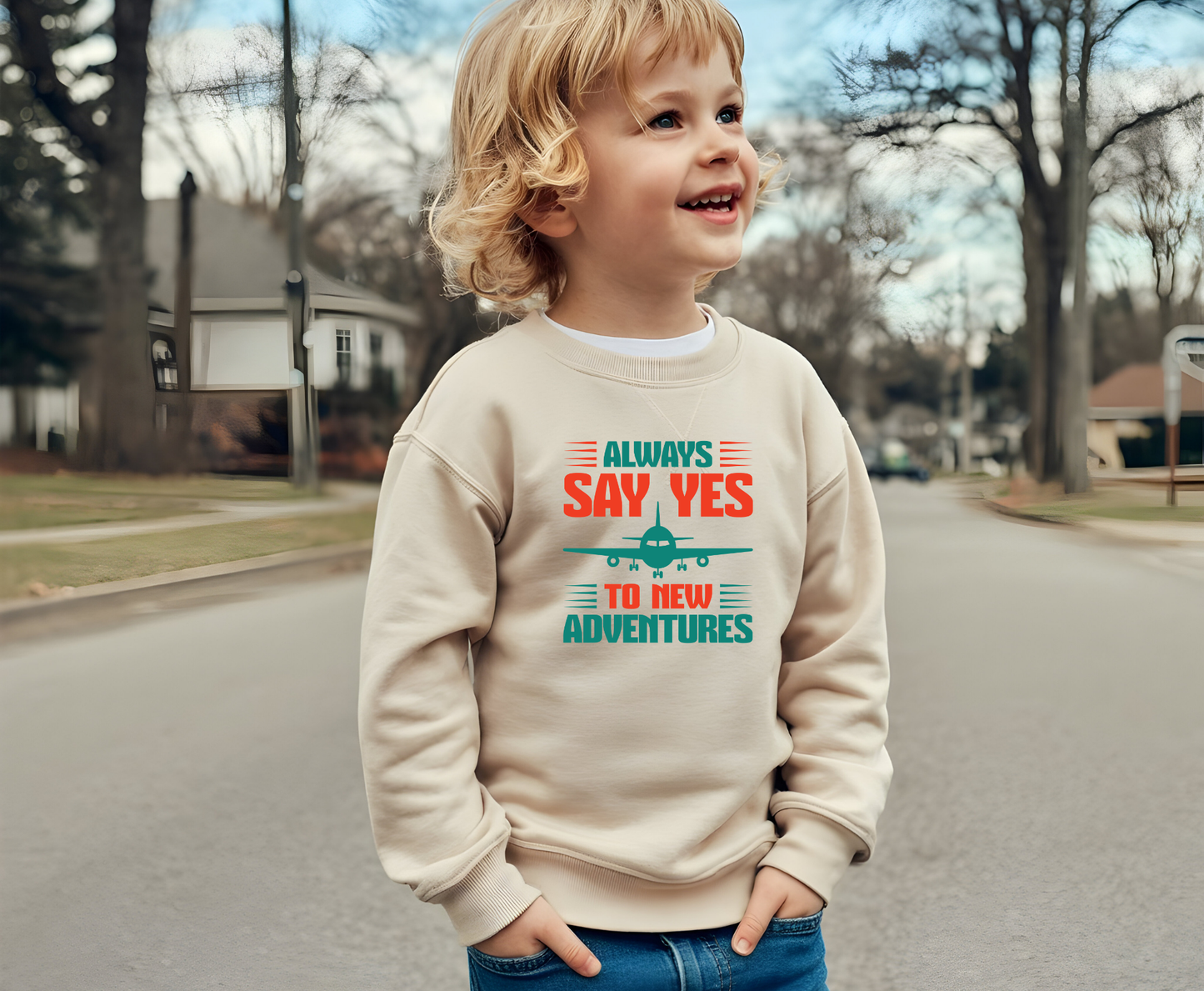 Adventure Enthusiast EcoSmart Crewneck Sweatshirt, Travel Apparel, Gift for Travelers, Casual Fashion, Travel Say Yes Sweatshirt