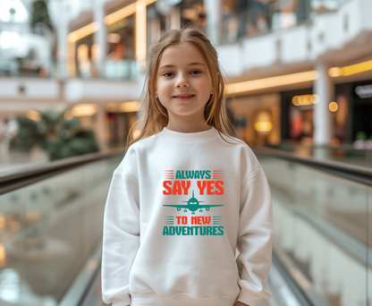 Adventure Enthusiast EcoSmart Crewneck Sweatshirt, Travel Apparel, Gift for Travelers, Casual Fashion, Travel Say Yes Sweatshirt