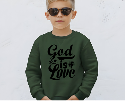 God is Love Eco-Friendly Crewneck Sweatshirt, Unisex Sweater, Spiritual Gift, Faith Sweatshirt, Casual Comfort Clothing