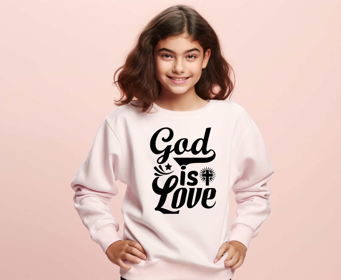 God is Love Eco-Friendly Crewneck Sweatshirt, Unisex Sweater, Spiritual Gift, Faith Sweatshirt, Casual Comfort Clothing