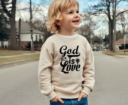 God is Love Eco-Friendly Crewneck Sweatshirt, Unisex Sweater, Spiritual Gift, Faith Sweatshirt, Casual Comfort Clothing