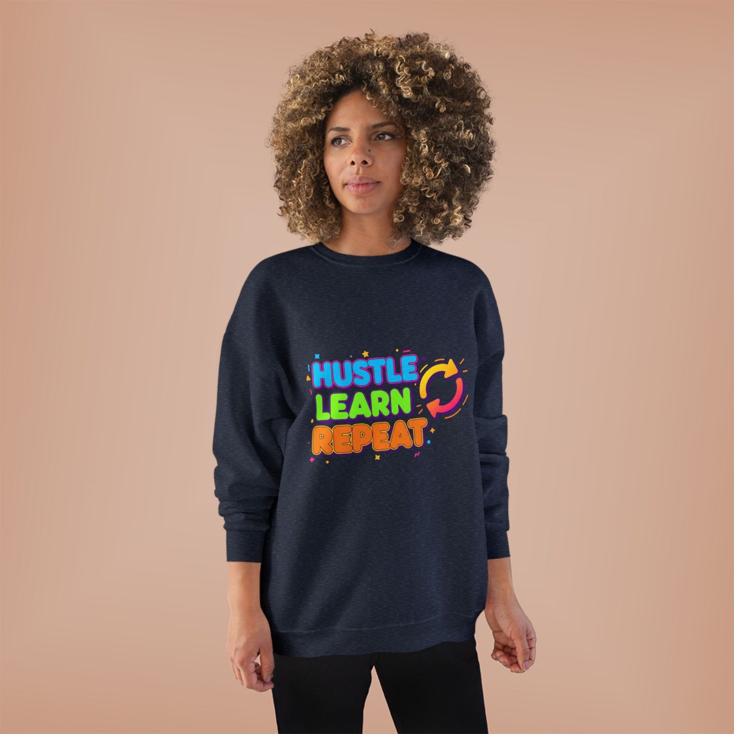 Eco-Friendly Hustle Learn Repeat Sweatshirt, Unisex Crewneck for Students, Motivational Gift, Casual Wear, EcoSmart Apparel, Perfect [...]