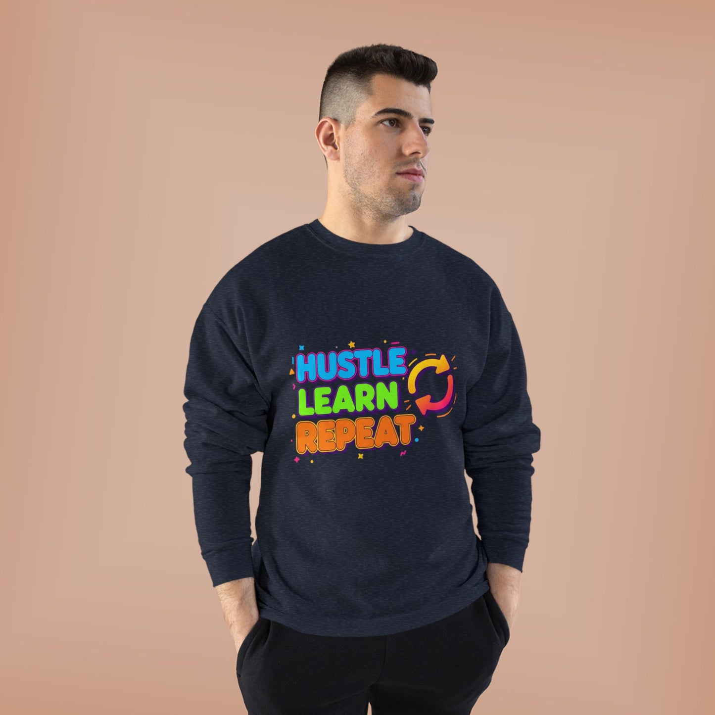 Eco-Friendly Hustle Learn Repeat Sweatshirt, Unisex Crewneck for Students, Motivational Gift, Casual Wear, EcoSmart Apparel, Perfect [...]