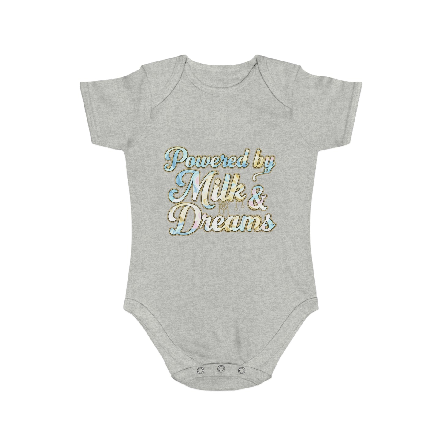 Powered by Milk & Dreams Baby Bodysuit, Cute Infant Outfit, Baby Shower Gift, Newborn Clothing, Cute Baby Gift, Short Sleeve Onesie