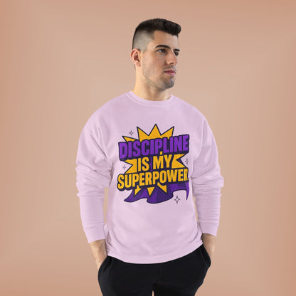 Eco-Friendly Crewneck Sweatshirt - "Discipline is my Superpower" | Unisex, Motivational Gift, Casual Wear, Fitness Apparel