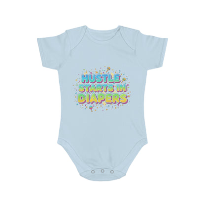 Hustle Starts in Diapers Baby Bodysuit, Fun Baby Shower Gift, Newborn Onesie, Cute Infant Apparel, Comfy Daily Wear