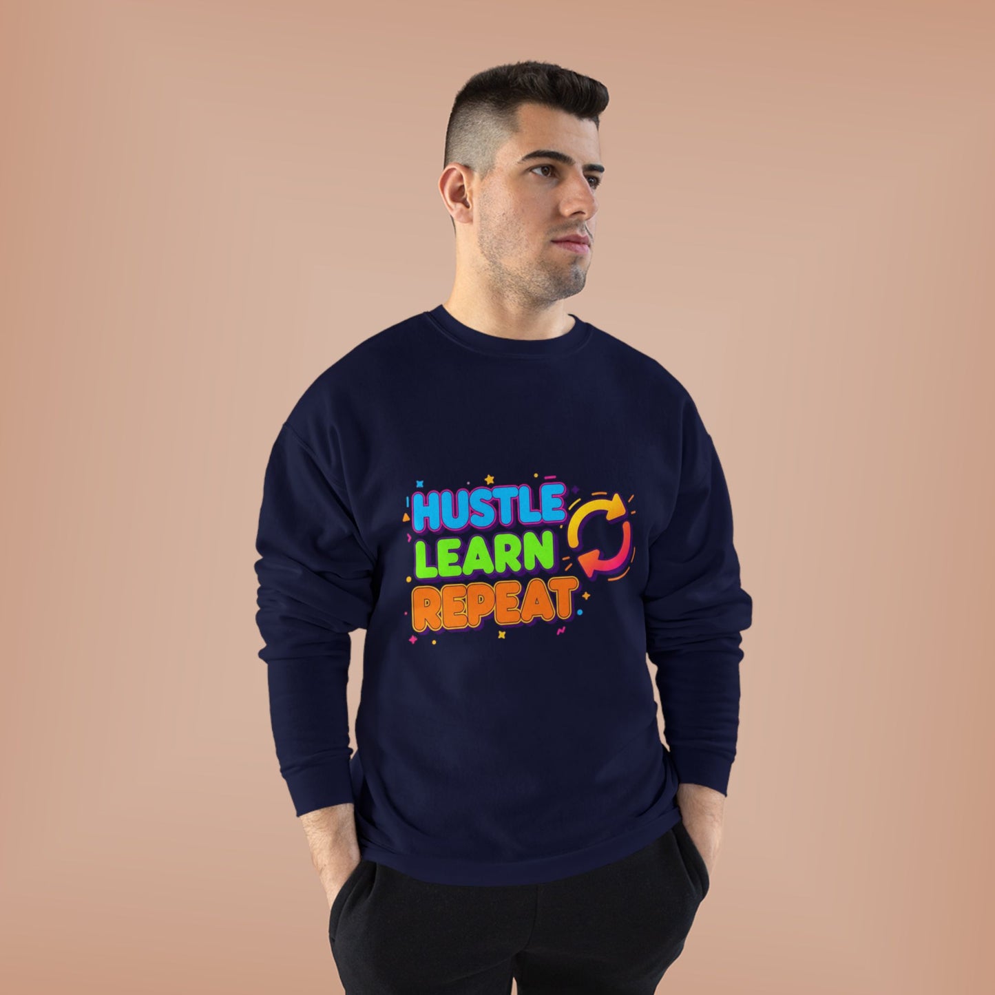Eco-Friendly Hustle Learn Repeat Sweatshirt, Unisex Crewneck for Students, Motivational Gift, Casual Wear, EcoSmart Apparel, Perfect [...]