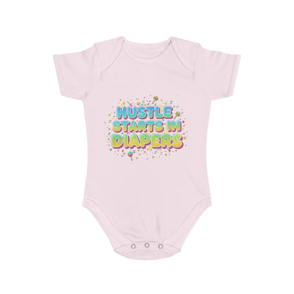 Hustle Starts in Diapers Baby Bodysuit, Fun Baby Shower Gift, Newborn Onesie, Cute Infant Apparel, Comfy Daily Wear