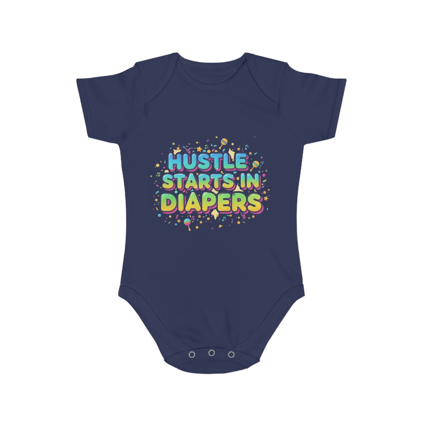 Hustle Starts in Diapers Baby Bodysuit, Fun Baby Shower Gift, Newborn Onesie, Cute Infant Apparel, Comfy Daily Wear