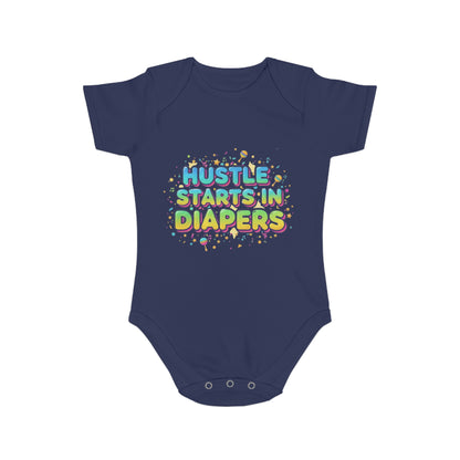 Hustle Starts in Diapers Baby Bodysuit, Fun Baby Shower Gift, Newborn Onesie, Cute Infant Apparel, Comfy Daily Wear