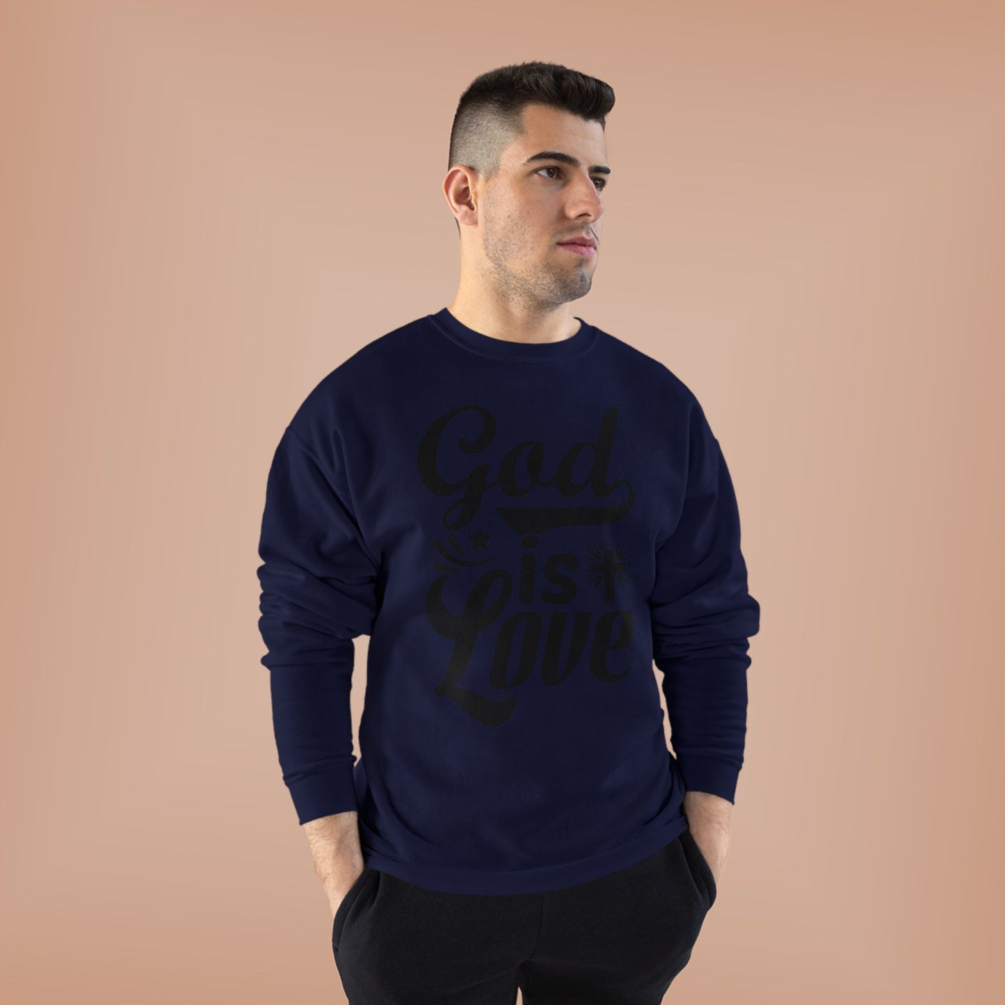 God is Love Eco-Friendly Crewneck Sweatshirt, Unisex Sweater, Spiritual Gift, Faith Sweatshirt, Casual Comfort Clothing