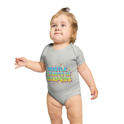 Hustle Starts in Diapers Baby Bodysuit, Fun Baby Shower Gift, Newborn Onesie, Cute Infant Apparel, Comfy Daily Wear