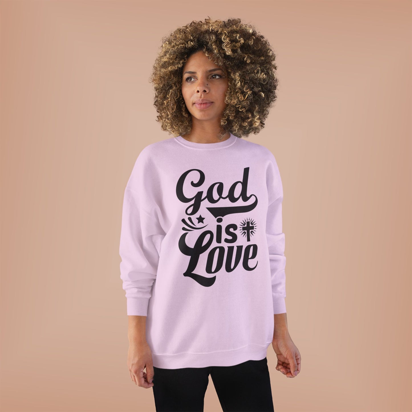God is Love Eco-Friendly Crewneck Sweatshirt, Unisex Sweater, Spiritual Gift, Faith Sweatshirt, Casual Comfort Clothing
