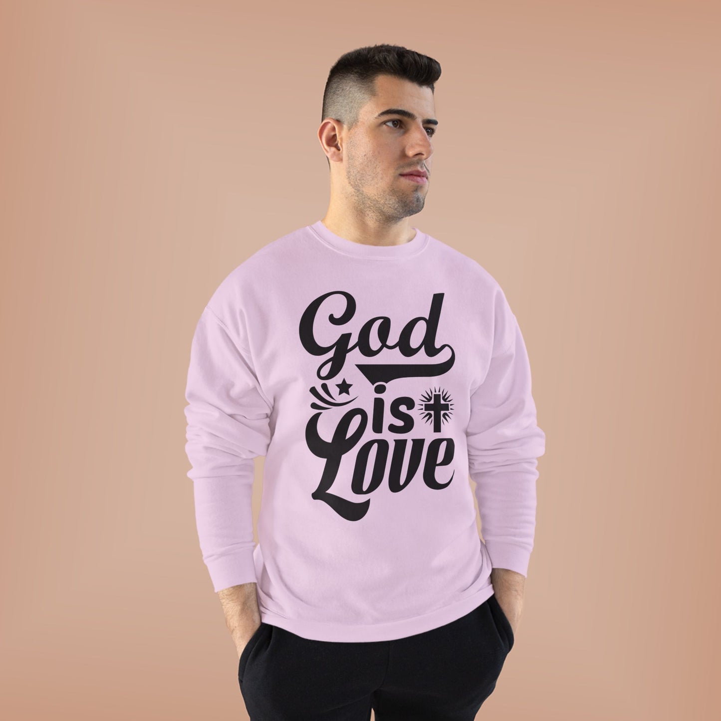 God is Love Eco-Friendly Crewneck Sweatshirt, Unisex Sweater, Spiritual Gift, Faith Sweatshirt, Casual Comfort Clothing