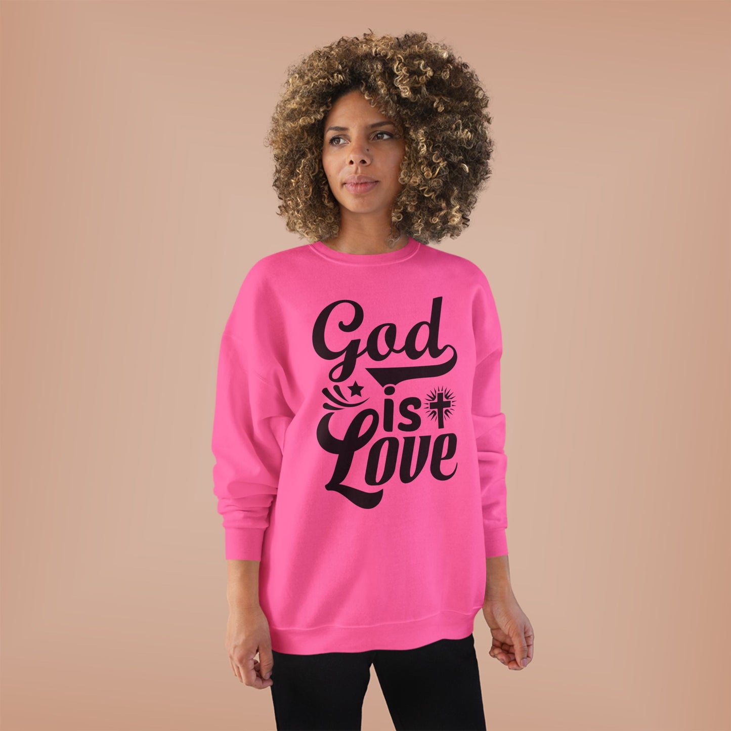 God is Love Eco-Friendly Crewneck Sweatshirt, Unisex Sweater, Spiritual Gift, Faith Sweatshirt, Casual Comfort Clothing