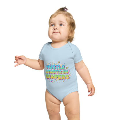 Hustle Starts in Diapers Baby Bodysuit, Fun Baby Shower Gift, Newborn Onesie, Cute Infant Apparel, Comfy Daily Wear