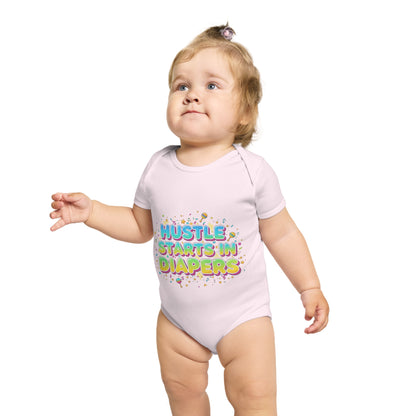 Hustle Starts in Diapers Baby Bodysuit, Fun Baby Shower Gift, Newborn Onesie, Cute Infant Apparel, Comfy Daily Wear