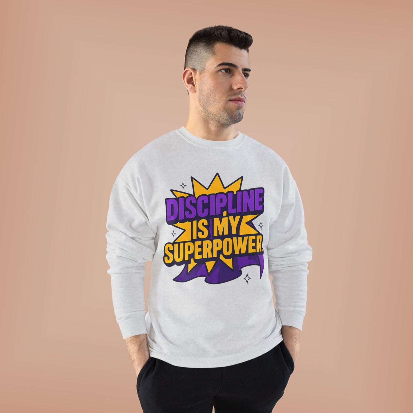 Eco-Friendly Crewneck Sweatshirt - "Discipline is my Superpower" | Unisex, Motivational Gift, Casual Wear, Fitness Apparel
