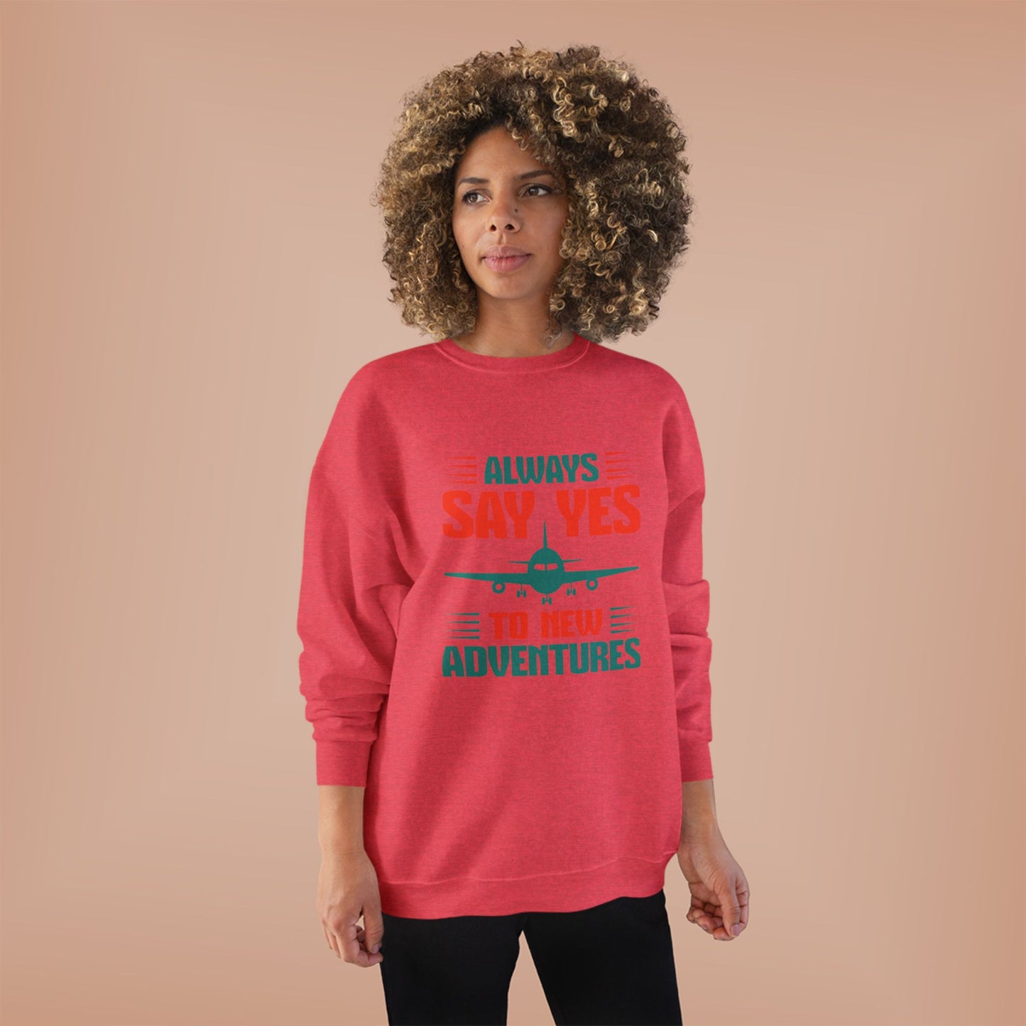 Adventure Enthusiast EcoSmart Crewneck Sweatshirt, Travel Apparel, Gift for Travelers, Casual Fashion, Travel Say Yes Sweatshirt