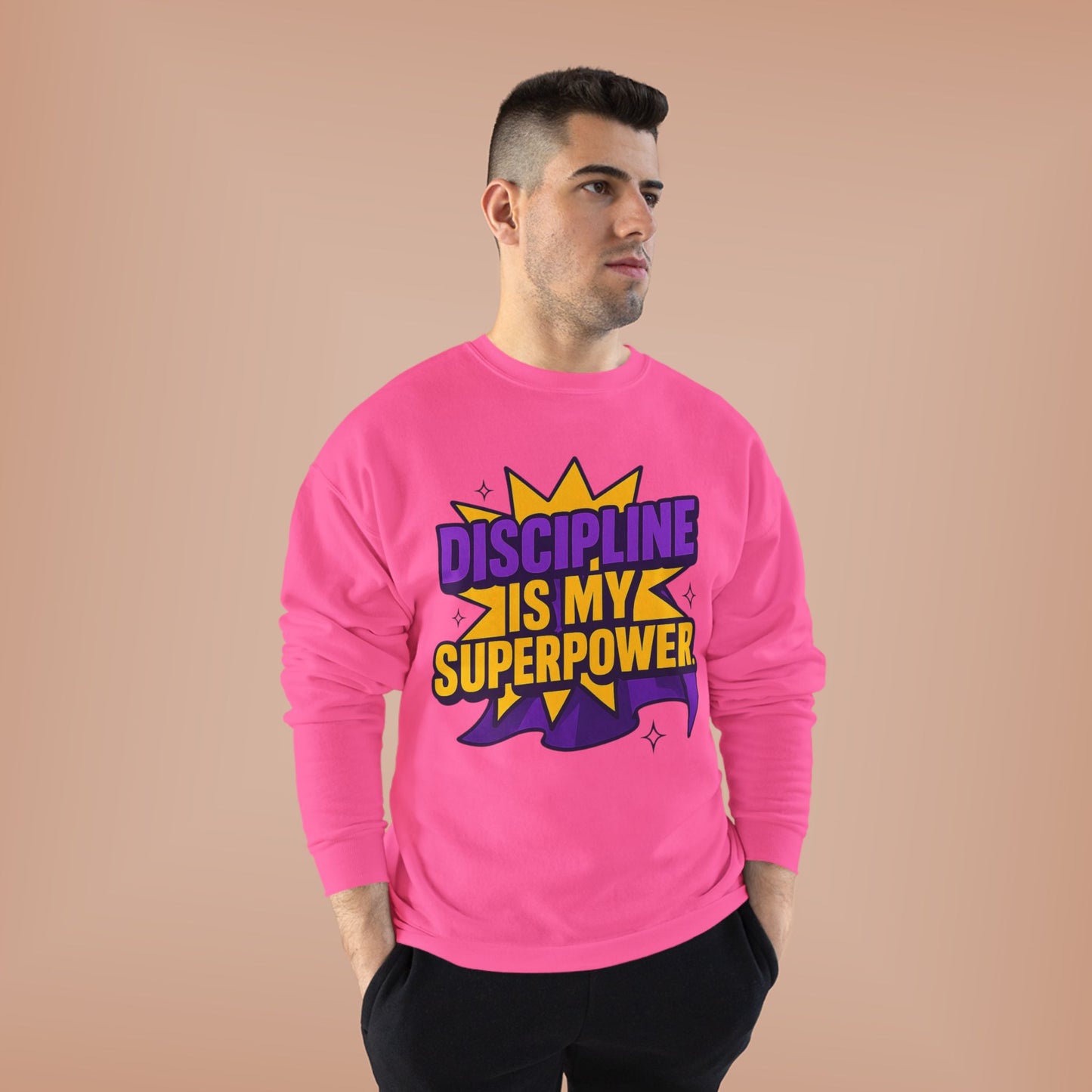 Eco-Friendly Crewneck Sweatshirt - "Discipline is my Superpower" | Unisex, Motivational Gift, Casual Wear, Fitness Apparel