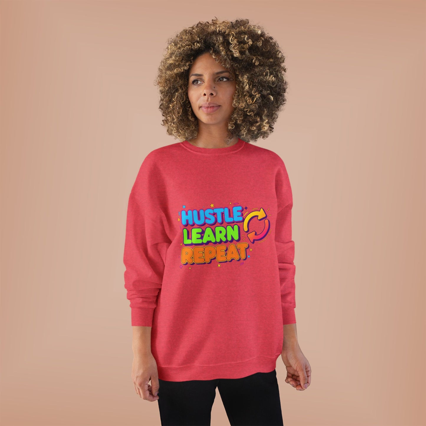 Eco-Friendly Hustle Learn Repeat Sweatshirt, Unisex Crewneck for Students, Motivational Gift, Casual Wear, EcoSmart Apparel, Perfect [...]