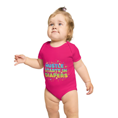 Hustle Starts in Diapers Baby Bodysuit, Fun Baby Shower Gift, Newborn Onesie, Cute Infant Apparel, Comfy Daily Wear