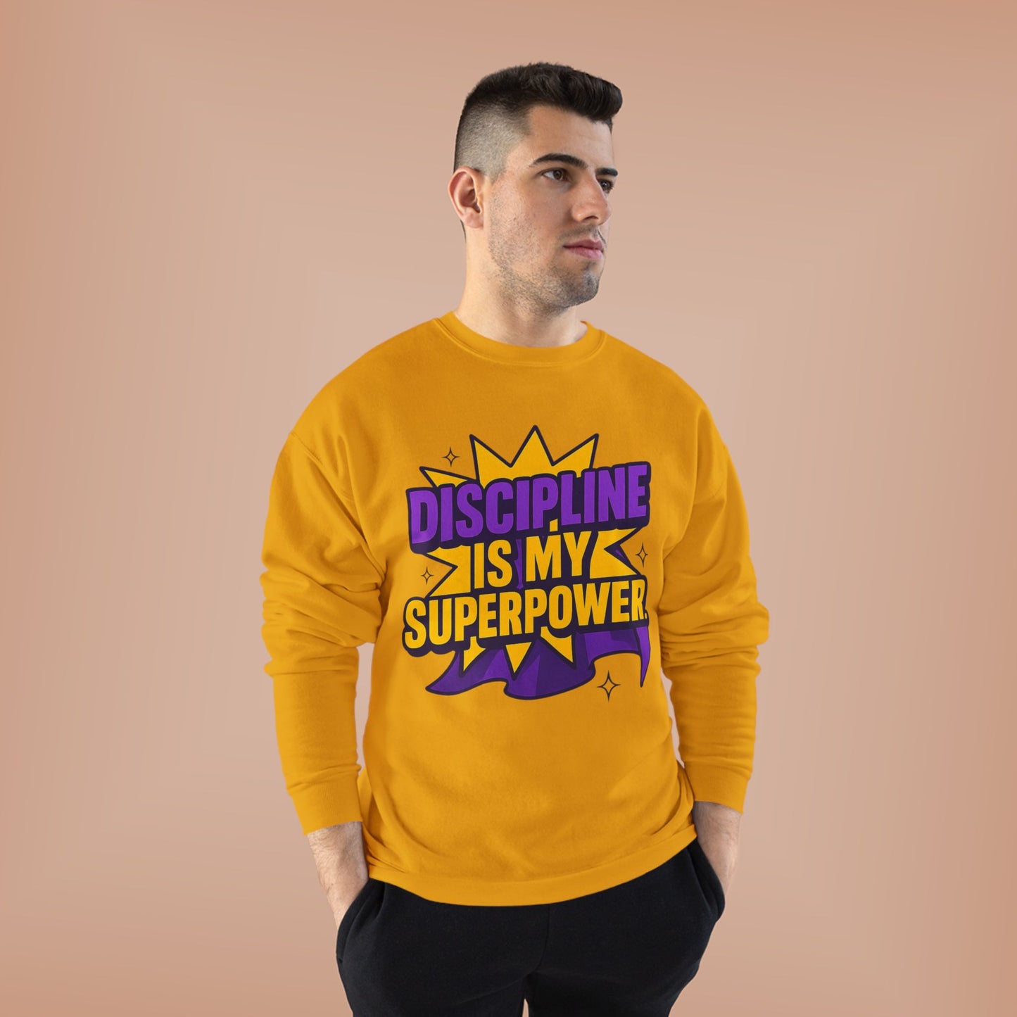 Eco-Friendly Crewneck Sweatshirt - "Discipline is my Superpower" | Unisex, Motivational Gift, Casual Wear, Fitness Apparel